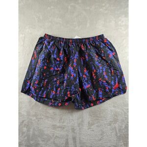 Vintage Nike Running Shorts Womens L Black Blue Red Pixel Nylon Lined 90s *Read
